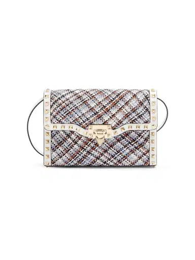 Valentino Garavani Women's Rockstud Small Crossbody Bag in Woven Fabric | Thumbnail 1 Valentino Garavani Women's Rockstud Small Crossbody Bag in Woven Fabric | Thumbnail 1