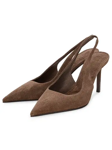 Brunello Cucinelli Women's 100MM Suede Slingback Pumps | Thumbnail 2 Brunello Cucinelli Women's 100MM Suede Slingback Pumps | Thumbnail 2