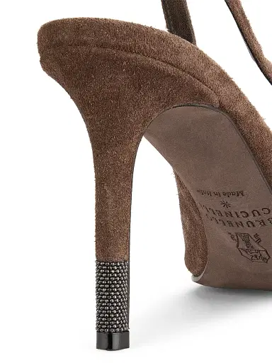 Brunello Cucinelli Women's 100MM Suede Slingback Pumps | Thumbnail 5 Brunello Cucinelli Women's 100MM Suede Slingback Pumps | Thumbnail 5