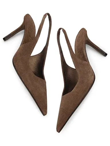 Brunello Cucinelli Women's 100MM Suede Slingback Pumps | Thumbnail 6 Brunello Cucinelli Women's 100MM Suede Slingback Pumps | Thumbnail 6