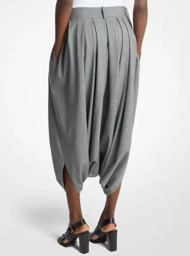 Michael Kors Collection Draped Stretch Wool Culottes in Grey | Thumbnail 2 Michael Kors Collection Draped Stretch Wool Culottes in Grey | Thumbnail 2