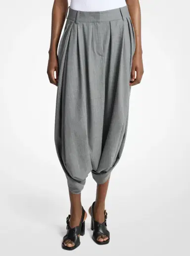 Michael Kors Collection Draped Stretch Wool Culottes in Grey | Thumbnail 3 Michael Kors Collection Draped Stretch Wool Culottes in Grey | Thumbnail 3