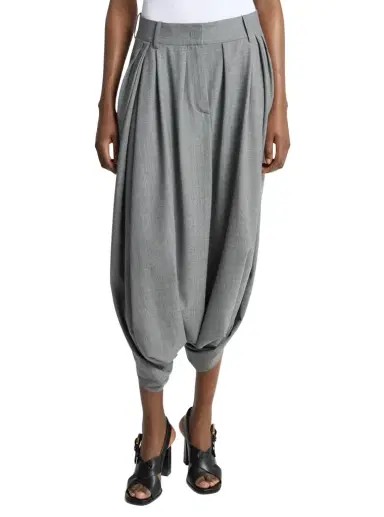 Michael Kors Collection Draped Stretch Wool Culottes in Grey | Thumbnail 1 Michael Kors Collection Draped Stretch Wool Culottes in Grey | Thumbnail 1