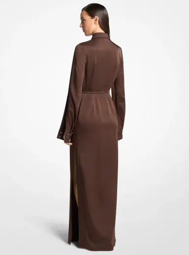 Michael Kors Collection Techno Satin Slit-Sleeve Shirtdress | Thumbnail 3