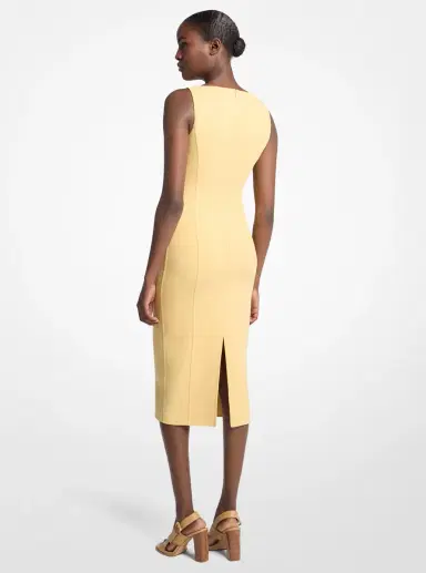 Michael Kors Collection Double Faced Stretch Wool Sheath Dress in Yellow | Thumbnail 3 Michael Kors Collection Double Faced Stretch Wool Sheath Dress in Yellow | Thumbnail 3