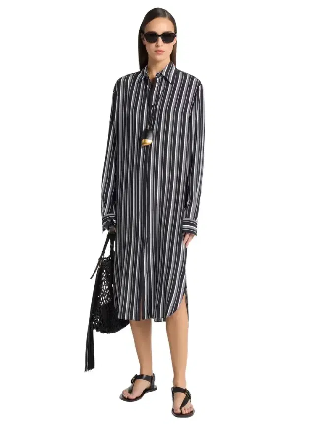 Michael Kors Collection Striped Silk Crepe De Chine Shirtdress