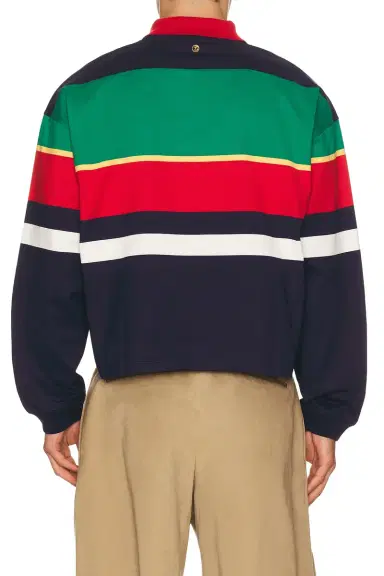 Versace Heavy Striped Cotton Jersey Logo Embroidery | Thumbnail 2