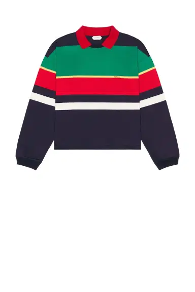 Versace Heavy Striped Cotton Jersey Logo Embroidery | Thumbnail 4