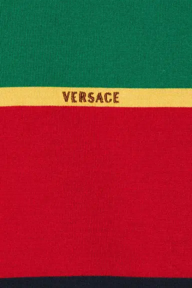 Versace Heavy Striped Cotton Jersey Logo Embroidery | Thumbnail 5