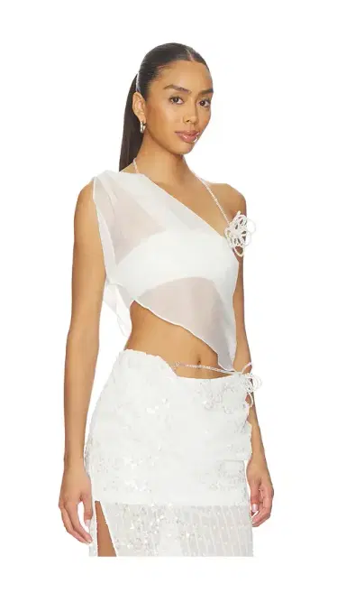 MARRKNULL Asymmetric Beaded Chiffon Top | Thumbnail 2