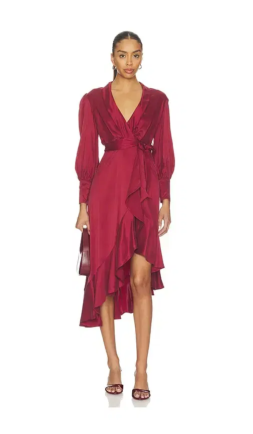Petite Silk Wrap Midi Dress