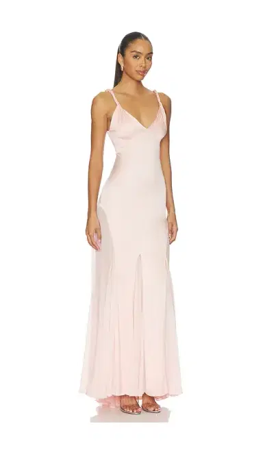 Alice + Olivia Alice + Olivia Andrina Twist Strap Flare Maxi Dress With Sheer Godets | Thumbnail 2