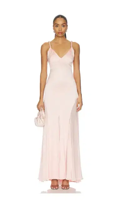Alice + Olivia Alice + Olivia Andrina Twist Strap Flare Maxi Dress With Sheer Godets | Thumbnail 1