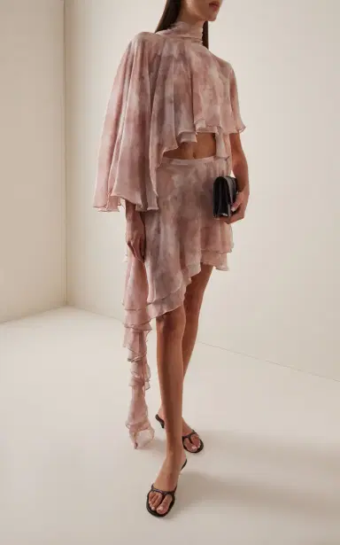 ARAKII Exclusive Asymmetric Ruffled Silk Mini Skirt | Thumbnail 2