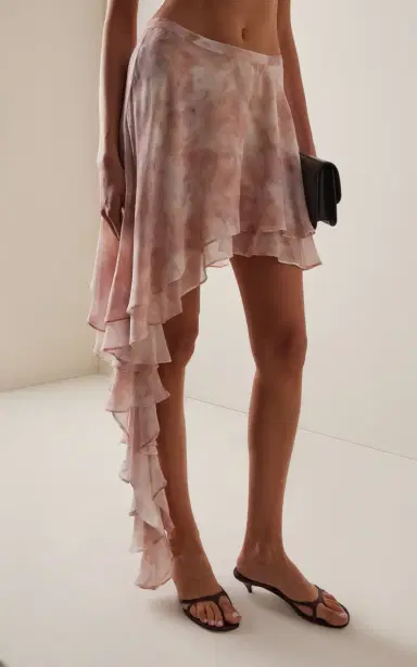 ARAKII Exclusive Asymmetric Ruffled Silk Mini Skirt | Thumbnail 3