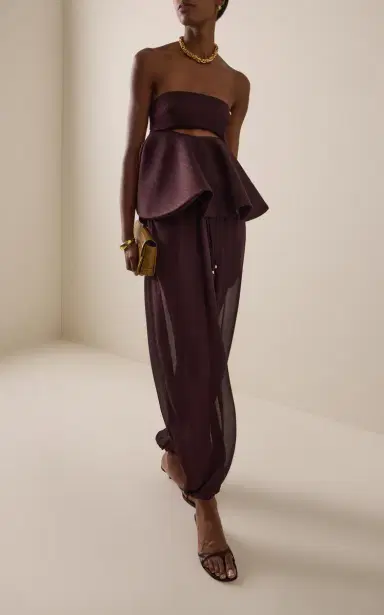 ARAKII Exclusive Peplum Bandeau Crepe Top | Thumbnail 3 ARAKII Exclusive Peplum Bandeau Crepe Top | Thumbnail 3