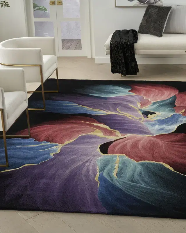 Nourison Petals in Black Hand-Tufted Rug