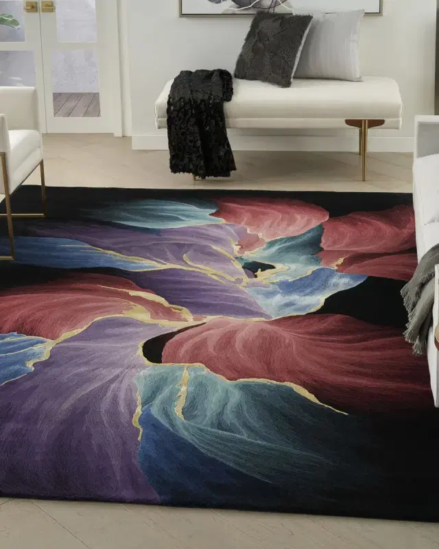 Nourison Petals in Black Hand-Tufted Rug