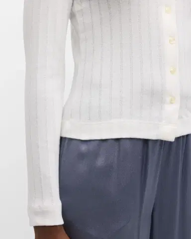 LESET Pointelle Classic Crewneck Cardigan | Thumbnail 5