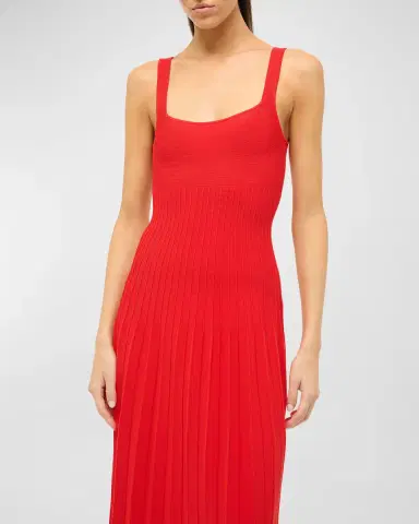 Staud Ellison Square-Neck Sleeveless Stitched Midi Dress | Thumbnail 3 Staud Ellison Square-Neck Sleeveless Stitched Midi Dress | Thumbnail 3