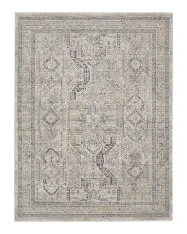 Nourison Lynx Gray/Blue Power-Loomed Rug | Thumbnail 1