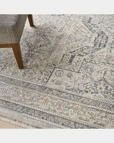 Nourison Lynx Gray/Blue Power-Loomed Rug | Thumbnail 7