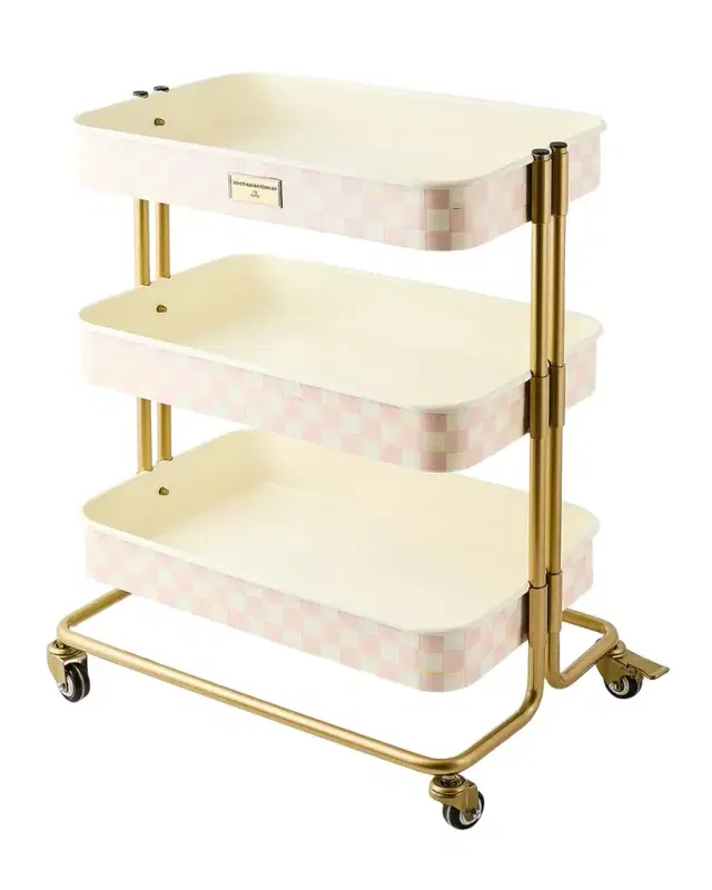 MacKenzie-Childs Rosy Check 3-Tier Kitchen Cart