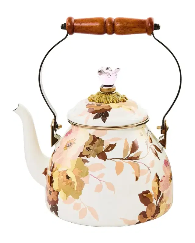 MacKenzie-Childs Wild Rose White Tea Kettle, 2 Qt.