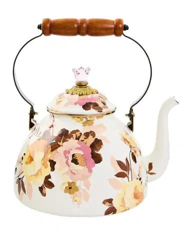 MacKenzie-Childs Wild Rose White 3-Quart Tea Kettle | Thumbnail 1 MacKenzie-Childs Wild Rose White 3-Quart Tea Kettle | Thumbnail 1