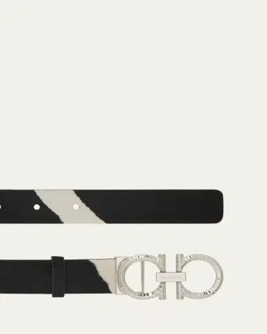 Ferragamo Donna Pony Hair Double Gancini Belt | Thumbnail 4 Ferragamo Donna Pony Hair Double Gancini Belt | Thumbnail 4