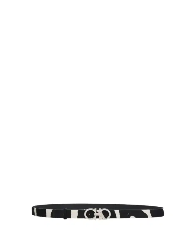 Ferragamo Donna Pony Hair Double Gancini Belt