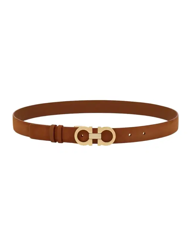 Ferragamo Donna Suede Double Gancini Belt