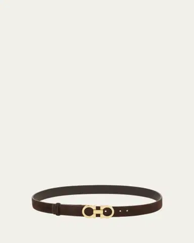 Ferragamo Donna Suede Double Gancini Belt | Thumbnail 3