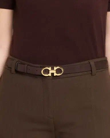 Ferragamo Donna Suede Double Gancini Belt | Thumbnail 4