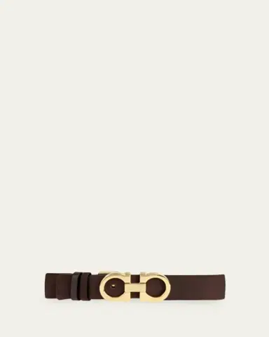 Ferragamo Donna Suede Double Gancini Belt | Thumbnail 5