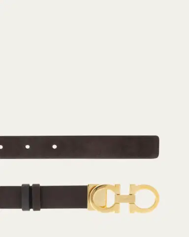 Ferragamo Donna Suede Double Gancini Belt | Thumbnail 6