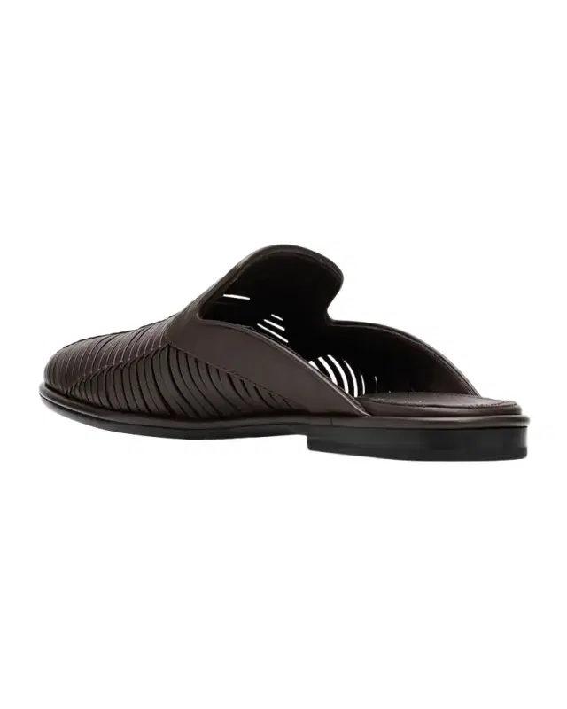 Ferragamo Men's Double-Stitched Leather Slide Mules