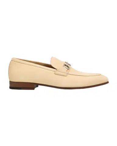 Ferragamo Men's Grained Leather Moccasin Loafers with Gancini Ornament | Thumbnail 1