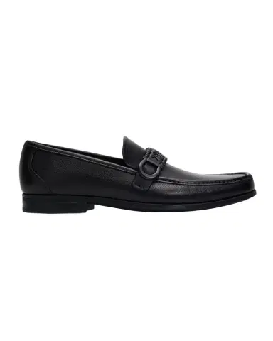 Ferragamo Men's Side-Gancini Leather Moccasin Loafers with Hand-Woven Strap | Thumbnail 1