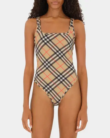 Burberry Sabina Check V-Back One-Piece Swimsuit | Thumbnail 3 Burberry Sabina Check V-Back One-Piece Swimsuit | Thumbnail 3