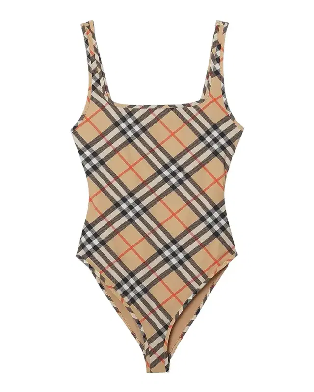 Sabina Check V-Back One-Piece Swimsuit