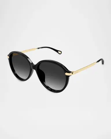 Chloé Round Acetate & Metal Sunglasses | Thumbnail 2