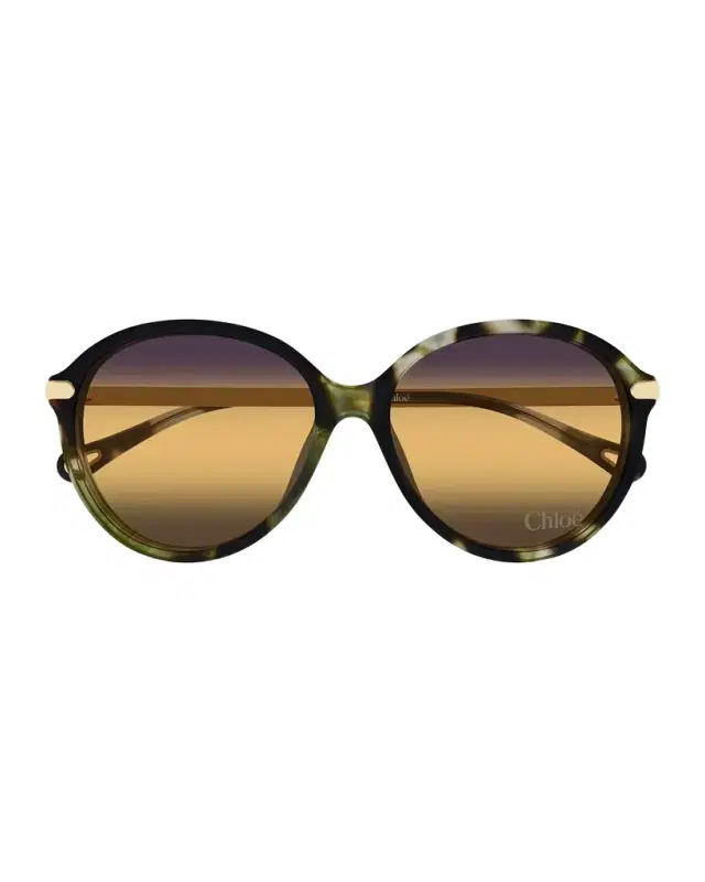 Chloe Round Acetate & Metal Sunglasses