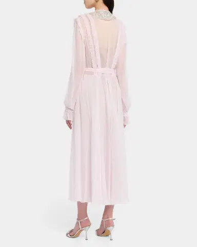 Self-Portrait Pleated Georgette Midi Dress | Thumbnail 3 Self-Portrait Pleated Georgette Midi Dress | Thumbnail 3