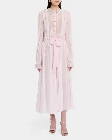 Self-Portrait Pleated Georgette Midi Dress | Thumbnail 4 Self-Portrait Pleated Georgette Midi Dress | Thumbnail 4