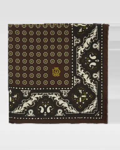 dunhill Men's Mulberry Silk Floral Medallion Pocket Square | Thumbnail 2 dunhill Men's Mulberry Silk Floral Medallion Pocket Square | Thumbnail 2