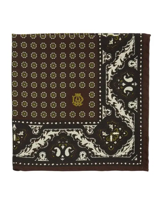 Men 's Mulberry Silk Floral Medallion Pocket Square