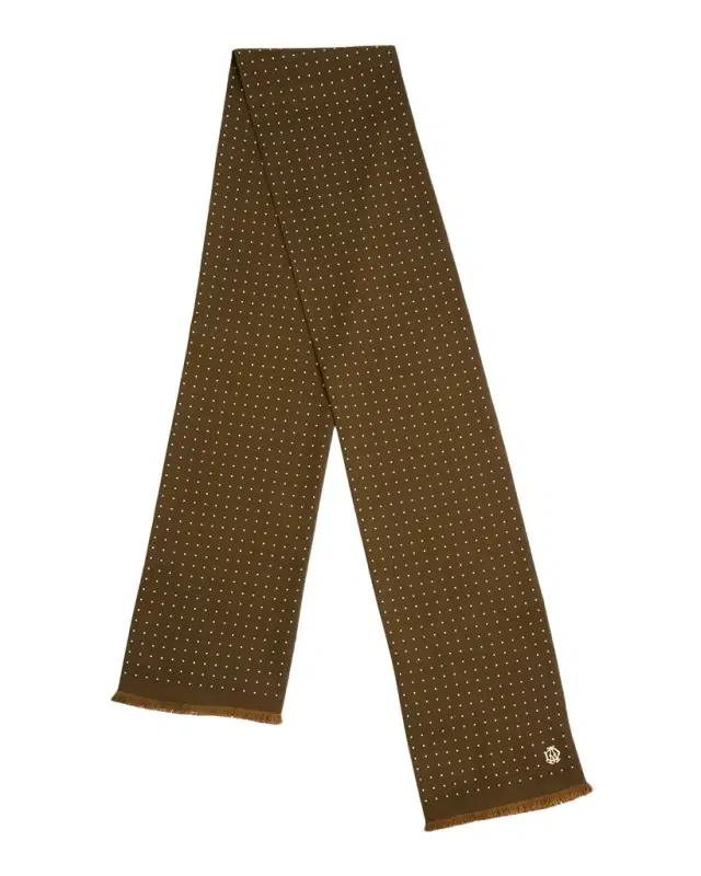 Men 's Mulberry Silk Polka Dot Fringe Scarf