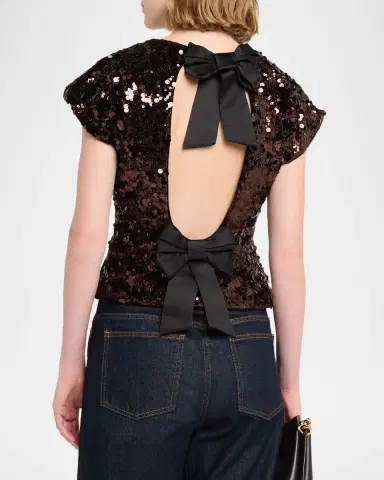 Ganni Sequined Open-Back Top | Thumbnail 3 Ganni Sequined Open-Back Top | Thumbnail 3