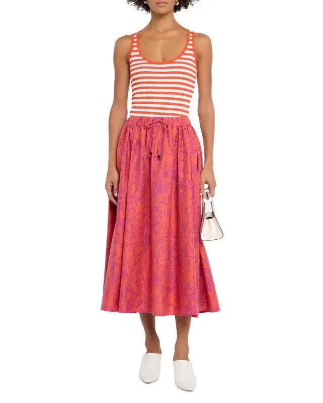 Coral Striped Rib Tank Top